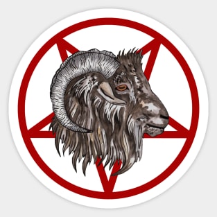 Black goat satanistic pentacle Sticker